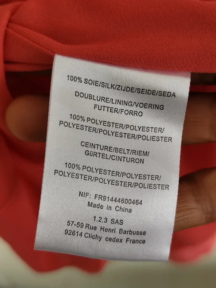 Belle robe d'été légère rose bonbon 1.2.3. Paris 100% soie - photo numéro 9