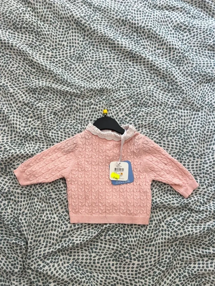 Petit pull rose 3 mois Mes petits Cailloux