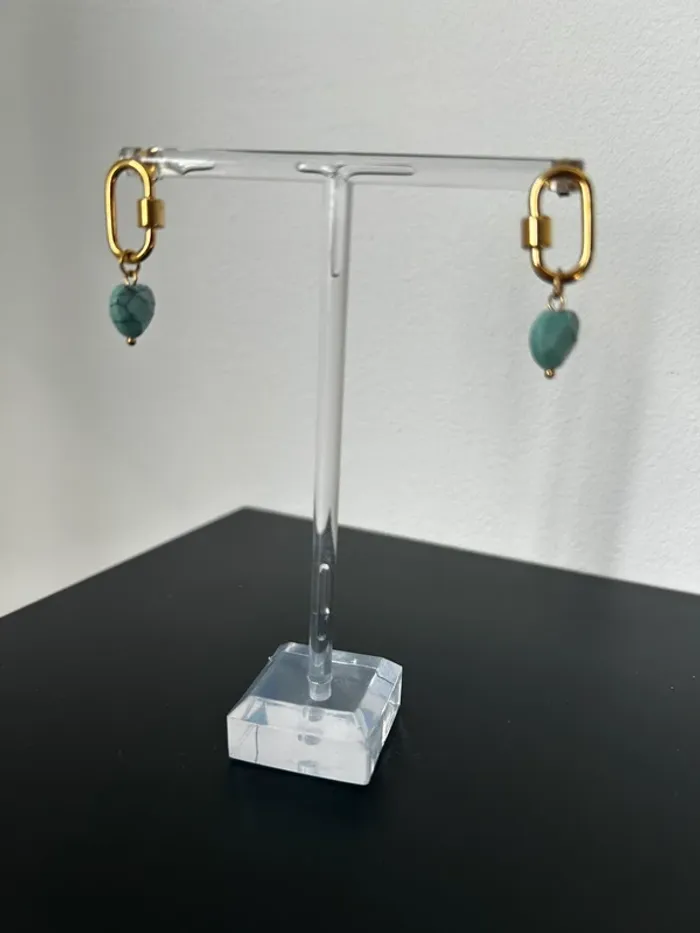 Boucle d’oreille mousqueton cœur acier inoxydable