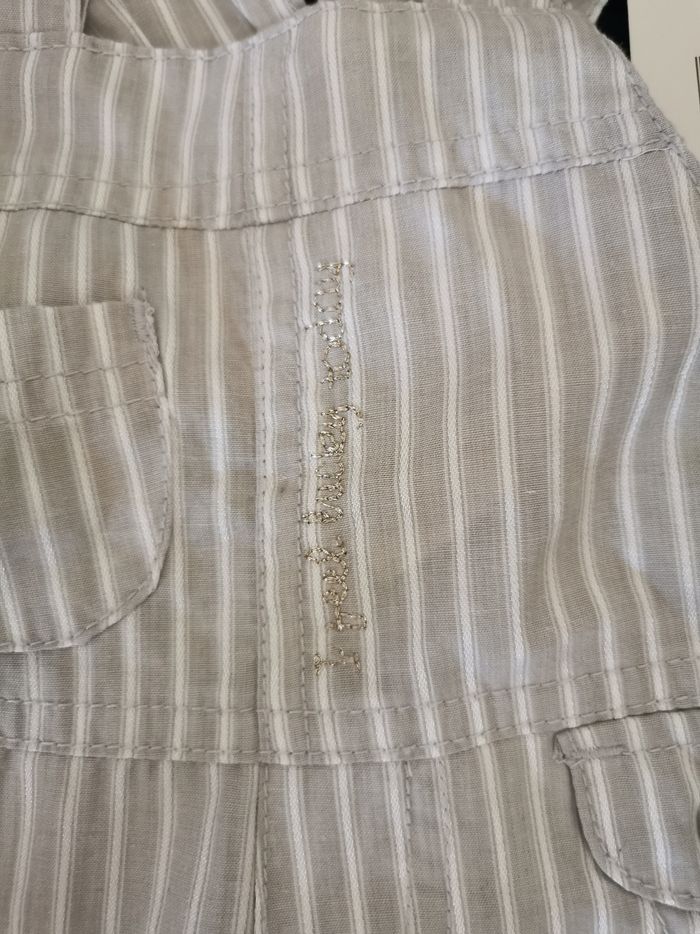 Salopette bébé  légère grise à rayure blanche 3 mois neuve avec étiquette - photo numéro 3