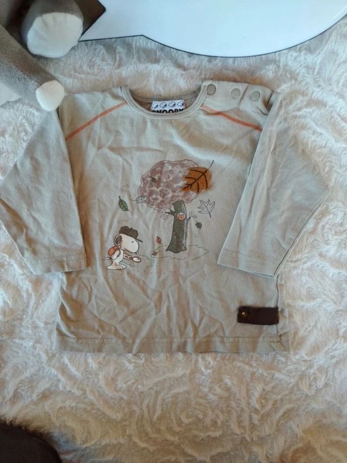 Tee shirt chemise manches longues Garçon 18 mois Snoopy détective - photo numéro 2