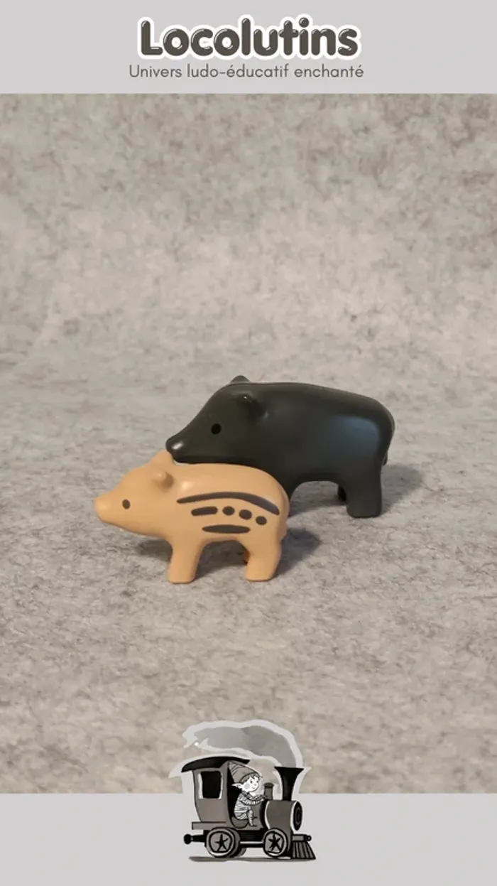 🚂 Playmobil 123 animaux maman sanglier bébé marcassin - photo numéro 2