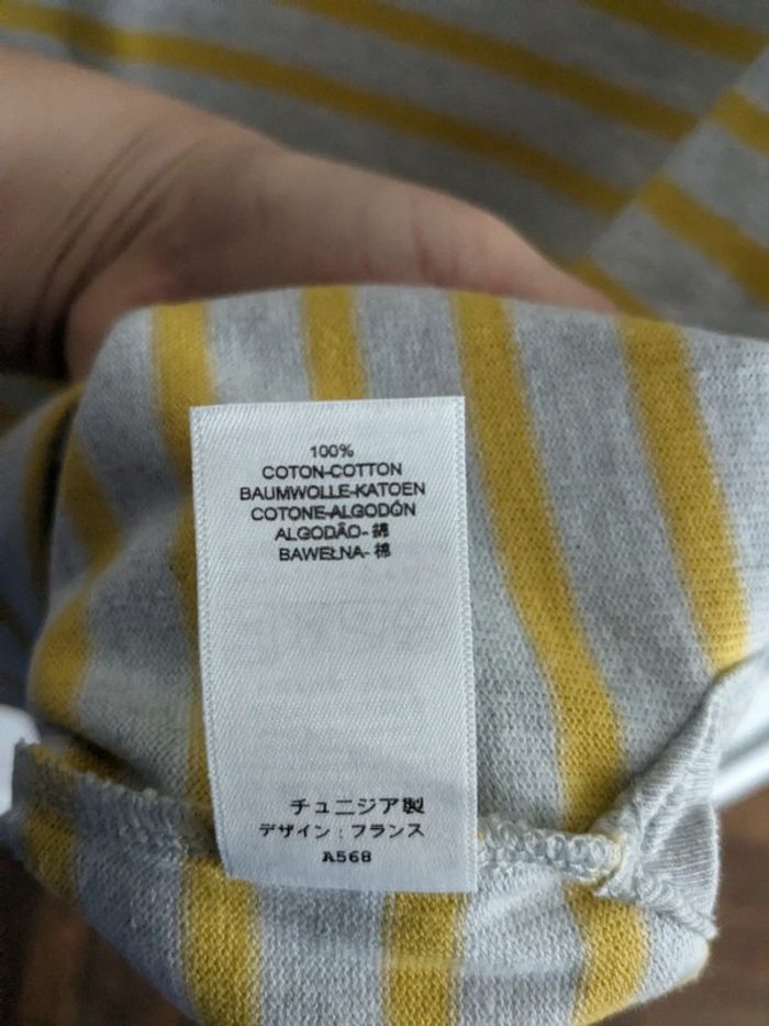 Pull rayé gris et jaune XS - photo numéro 4