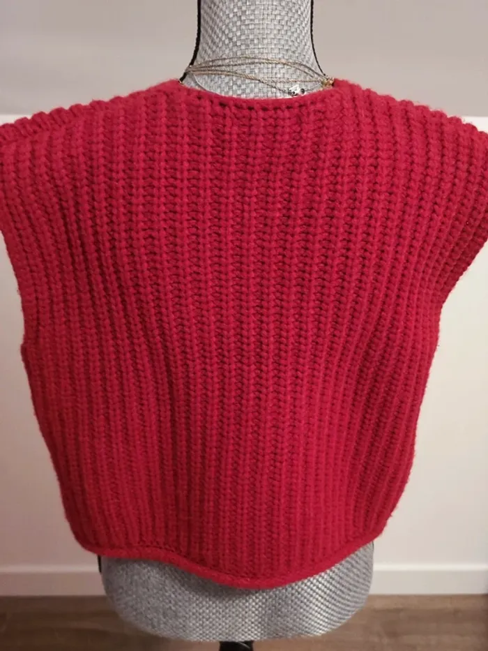 Pull sans manche, rouge foncé - photo numéro 5