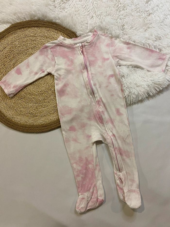 Pyjama fille rose blanc ouverture avant zip