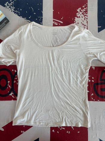 T-shirt Camaïeu taille XL blanc rayé col bateau