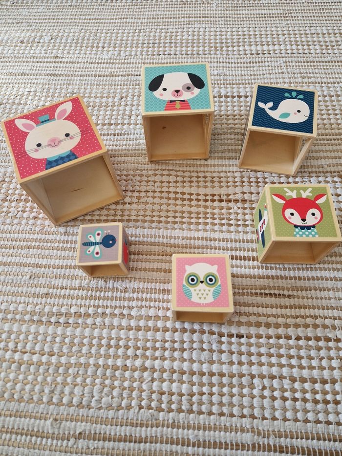 Cubes en bois à empiler 🐰🦊 - photo numéro 5