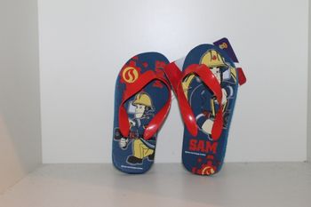 tongs sam le pompier bleu lanières rouge 23/25