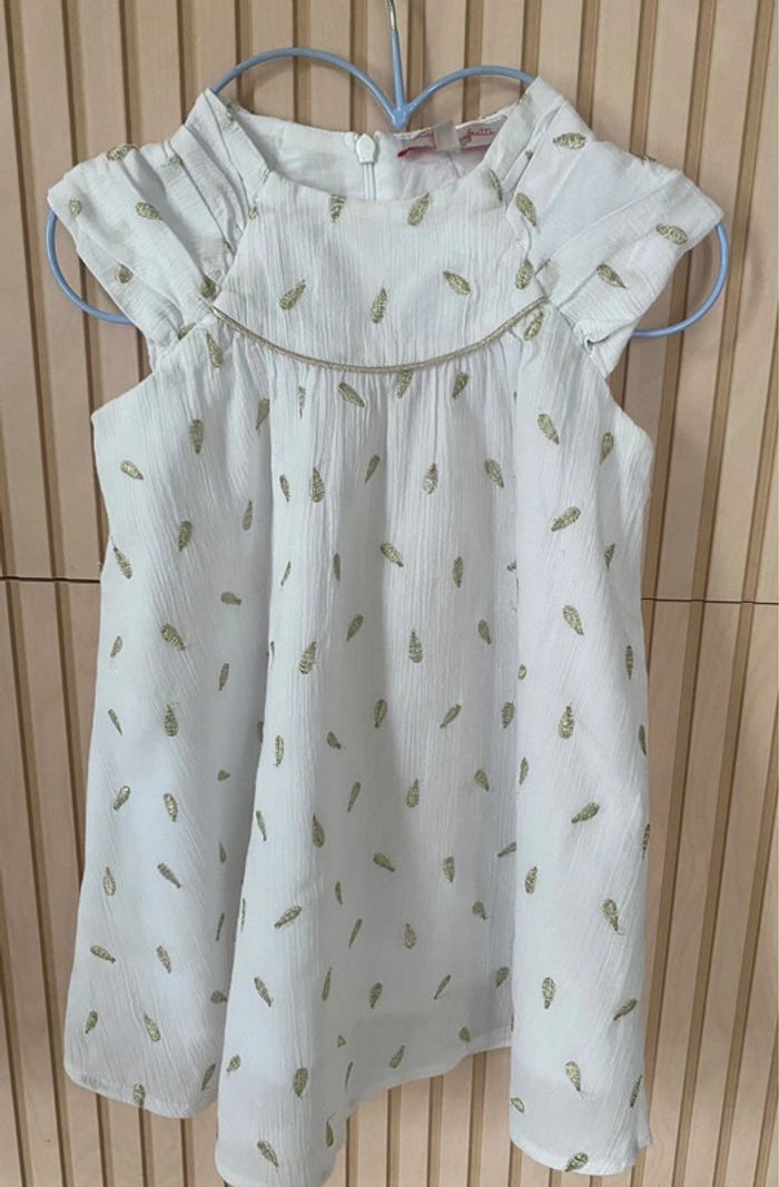 Robe cérémonie blanche et or - dress for Lili gaufrette - 3 ans