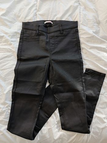 Pantalon slim noir effet enduit