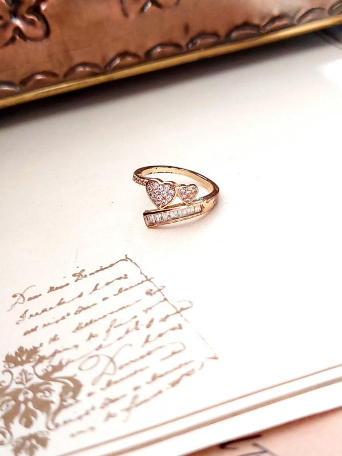 Bague doré cœur avec strass taille 53 - photo numéro 2
