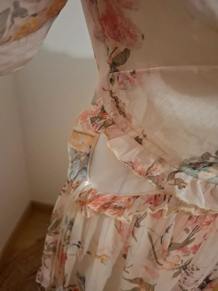 Robe longue rose pâle Fleurie volantée Golden Days taille S 36 - photo numéro 7