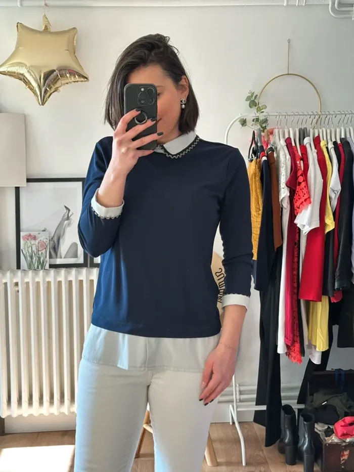 Blouse Karl Lagerfeld bleu marine taille 36 - photo numéro 2