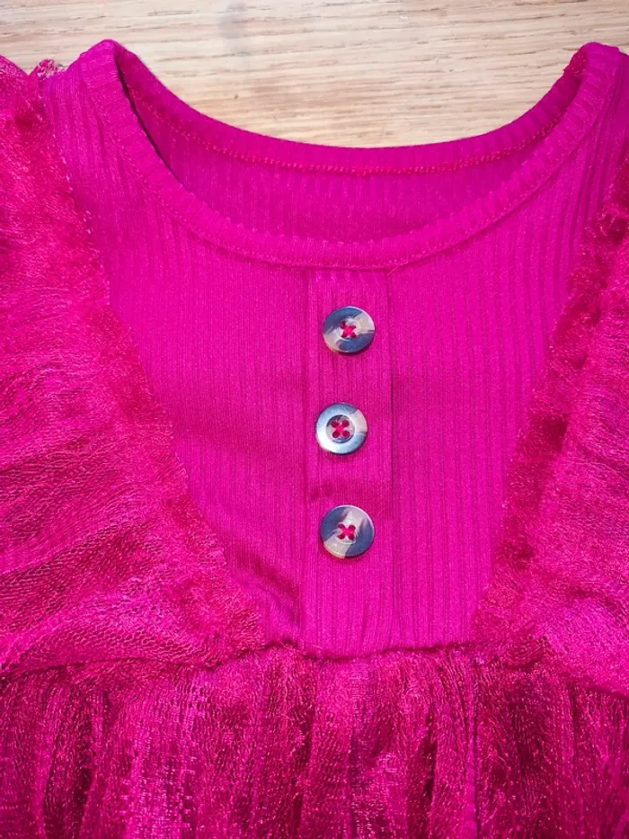 Robe dentelle fille bordeaux 9 12 mois excellent état - photo numéro 3