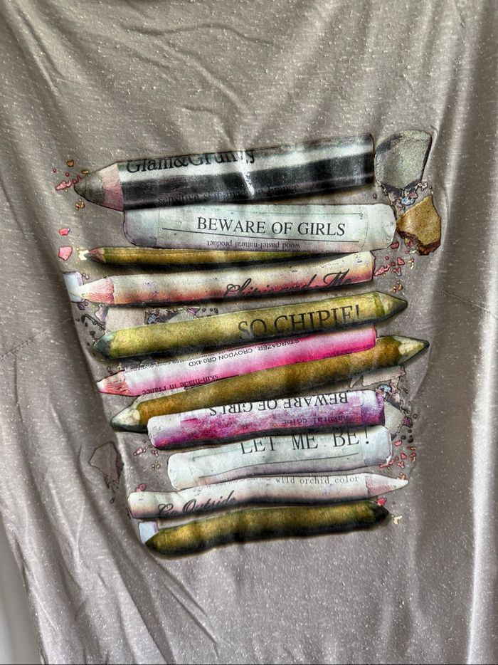 Blouse manches longue gris avec imprimé chipie taille 34 XS - photo numéro 2