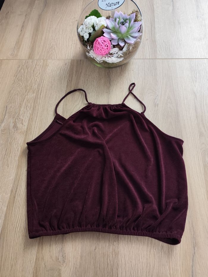 Crop top bordeaux - photo numéro 3