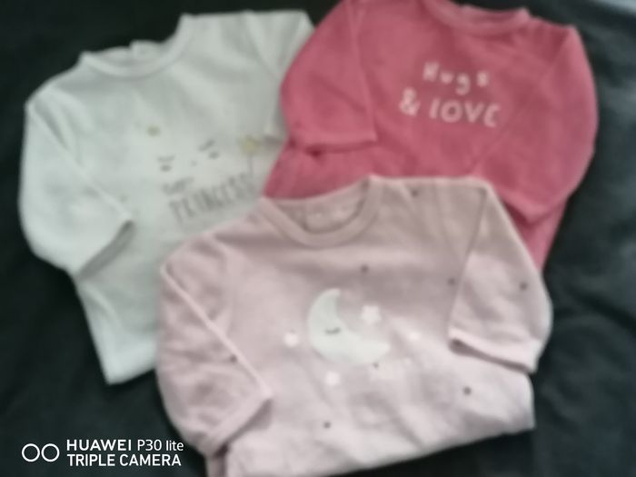 Lot 3 pyjama fille en velours 3 mois