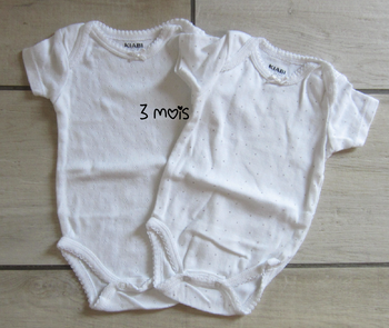 Lot de 2 bodies blancs neufs bébé fille