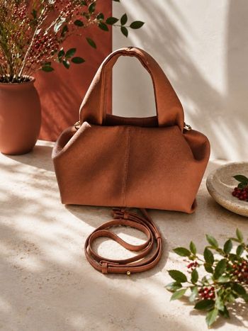Sac à main Polène en cuir avec bandoulière Marron Vintage - minimaliste 
