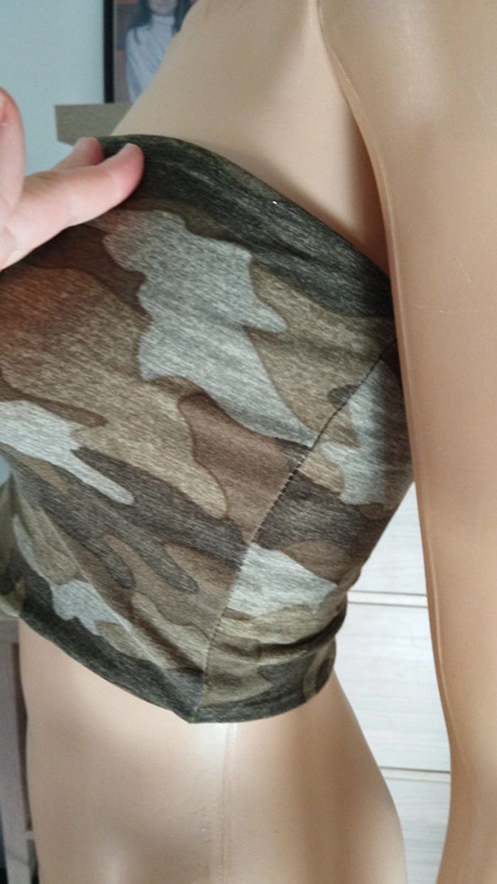 Top haut court bandeau camouflage taille s femme - photo numéro 8