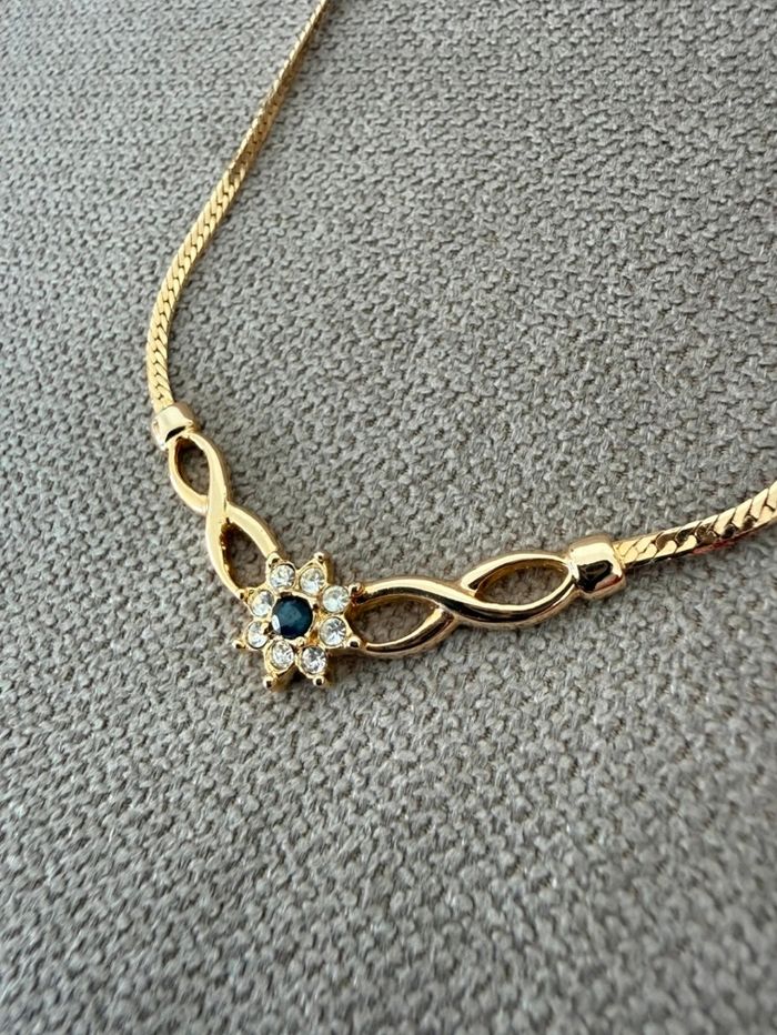 Parure collier et boucles d'oreilles doré avec pierres vintage - photo numéro 6