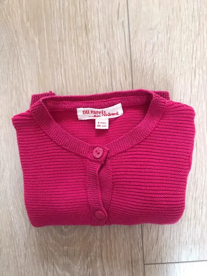 Gilet rose fuchsia irisé 6 mois - photo numéro 3
