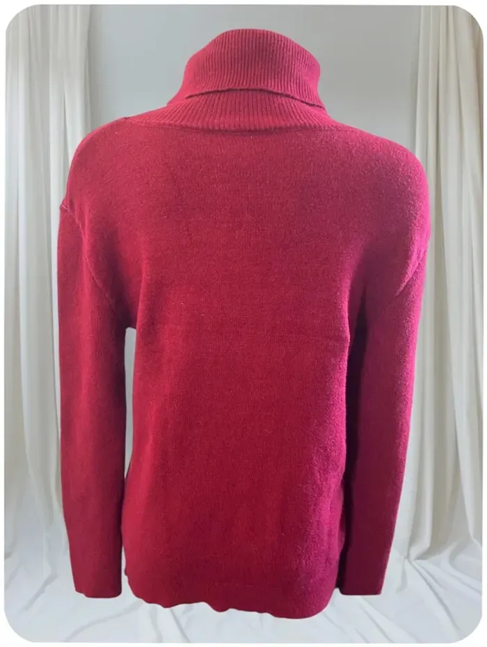 Pull long vintage femme col roulé bordeaux taille 40 - photo numéro 2
