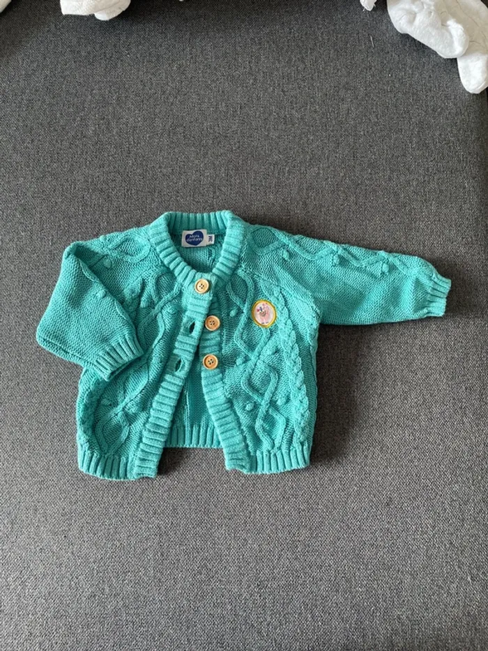 Gilet turquoise lama - 3 mois NEUF