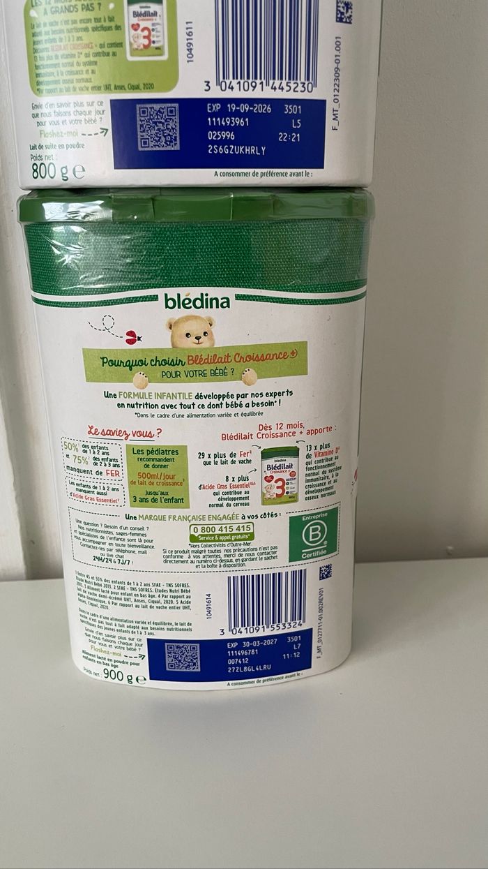 Deux boîtes de lait infantile Blédilait neuves, encore sous blister - photo numéro 2
