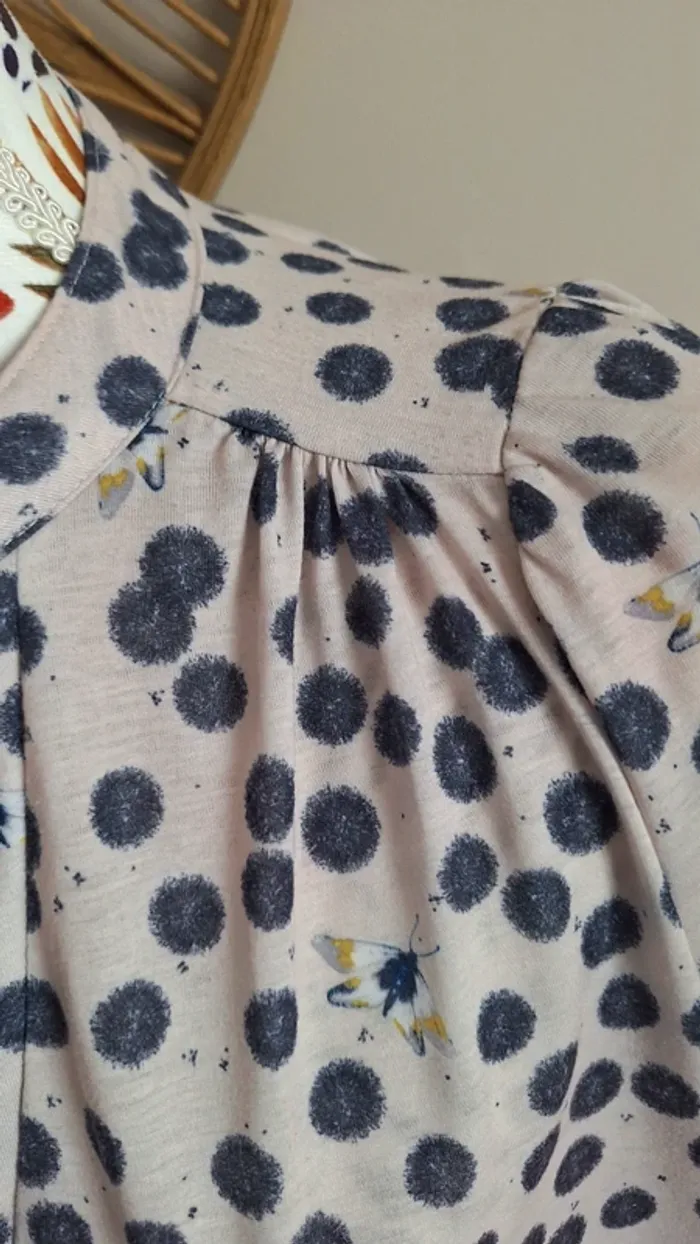 Blouse beige manches bouffantes 3/4 h&m 36/S - photo numéro 3