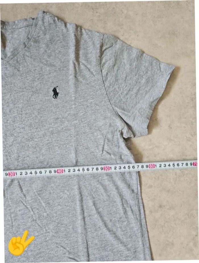 T-shirt Ralph Lauren L coupe col V gris Homme Men tee11b - photo numéro 6