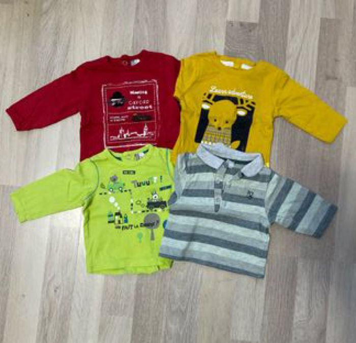Lot de 4 tee-shirts manches longues 1 mois