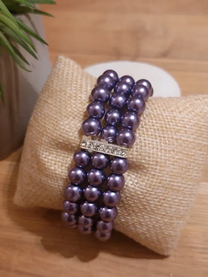 Collier de perles violettes et bracelet assorti - photo numéro 4