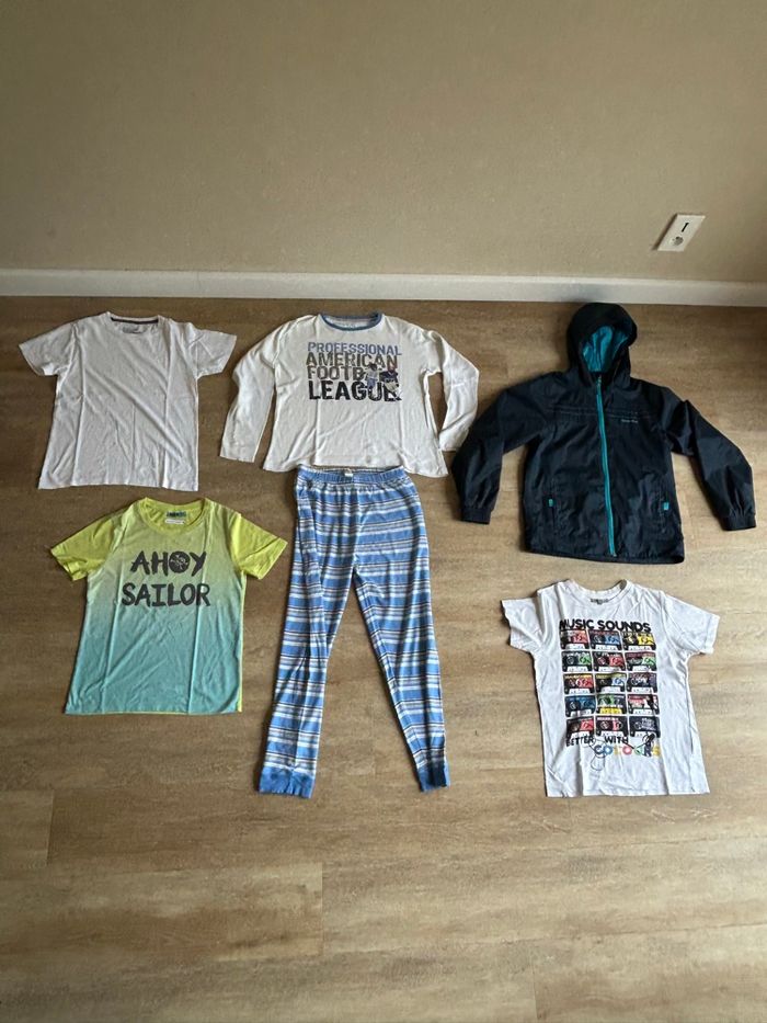 Lot vêtements garçon 12 ans – Veste coupe-vent, pyjama, t-shirts, look été/mi-saison