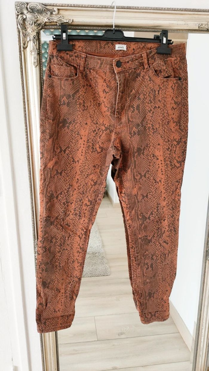 Jean marron imprimé animal Pimkie femme