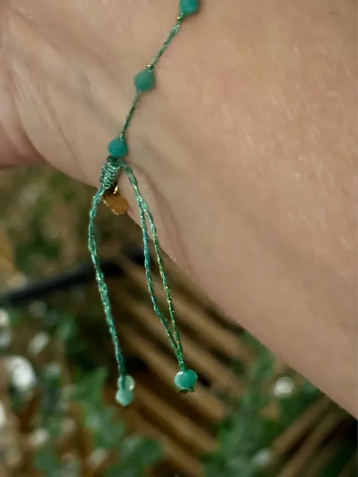 Bracelet fils tissés perles jade vert et pierre d’eau réglable habaha Paris - photo numéro 4