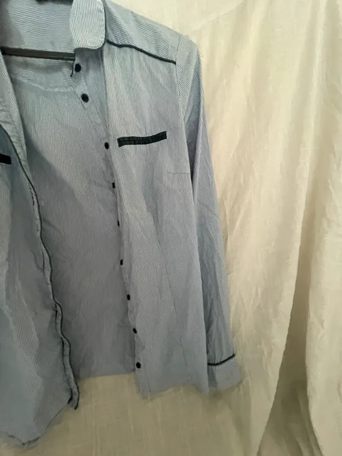 Chemise rayée Pimkie – T.S, blanche et bleue - photo numéro 3