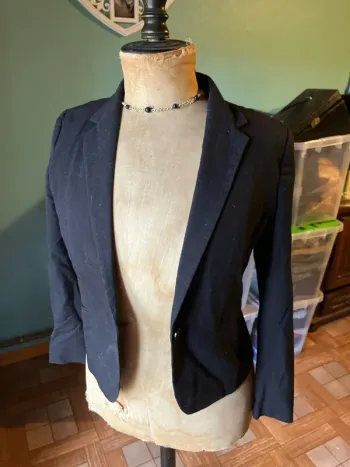 Blazer noir, poche et doublure à motifs @