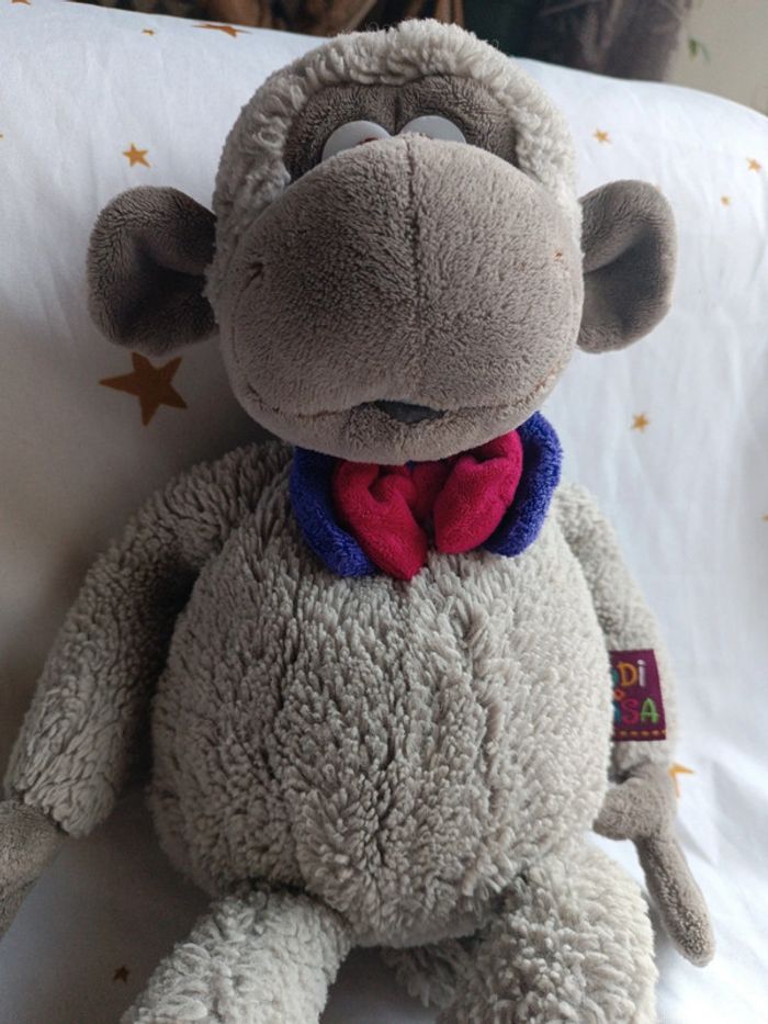 Doudou peluche plush Teddy singe chimpanzé monkey nœud papillon budi basa budibasa - photo numéro 3