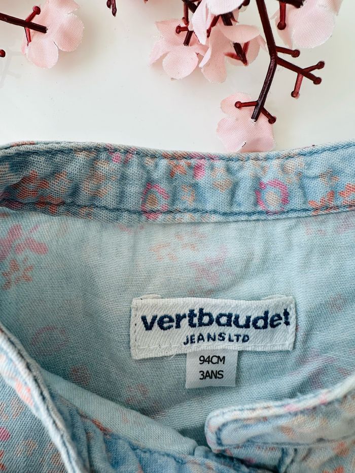 Blouse/chemisier jean Vertbaudet fille 3 ans - photo numéro 3