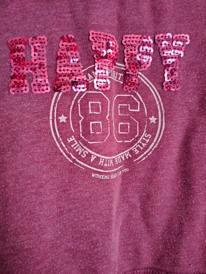 Sweat à capuche rose avec sequins bonprix taille 44-46 femme - photo numéro 2