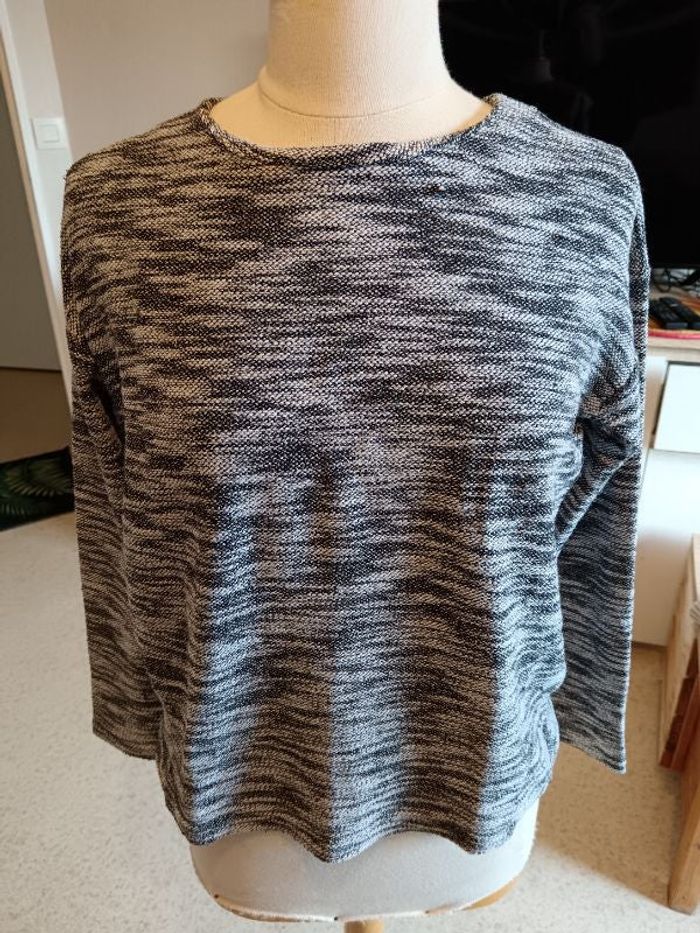 Pull camaïeu gris blanc M