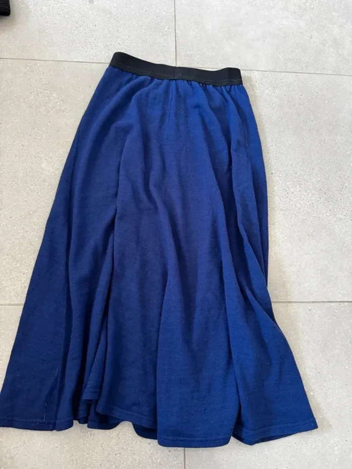 Longue jupe navy dralon, très bon état, taille S, longueur 90cm - photo numéro 3