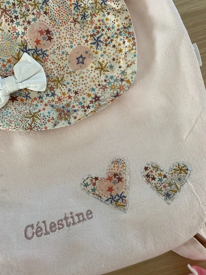 Sac d’école liberty épais personnalisé au prénom de Célestine - photo numéro 2