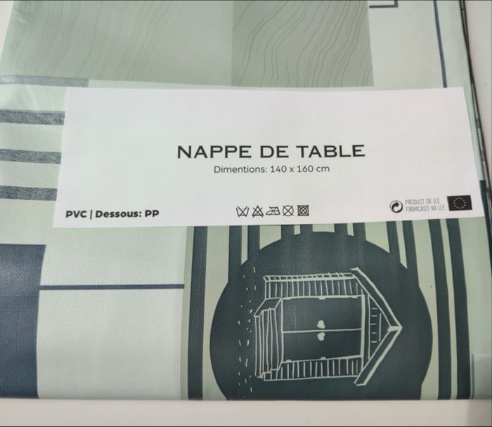 Nappe* imperméable couleur vert d'eau en toile cirée de 140 x 160 cm - photo numéro 2