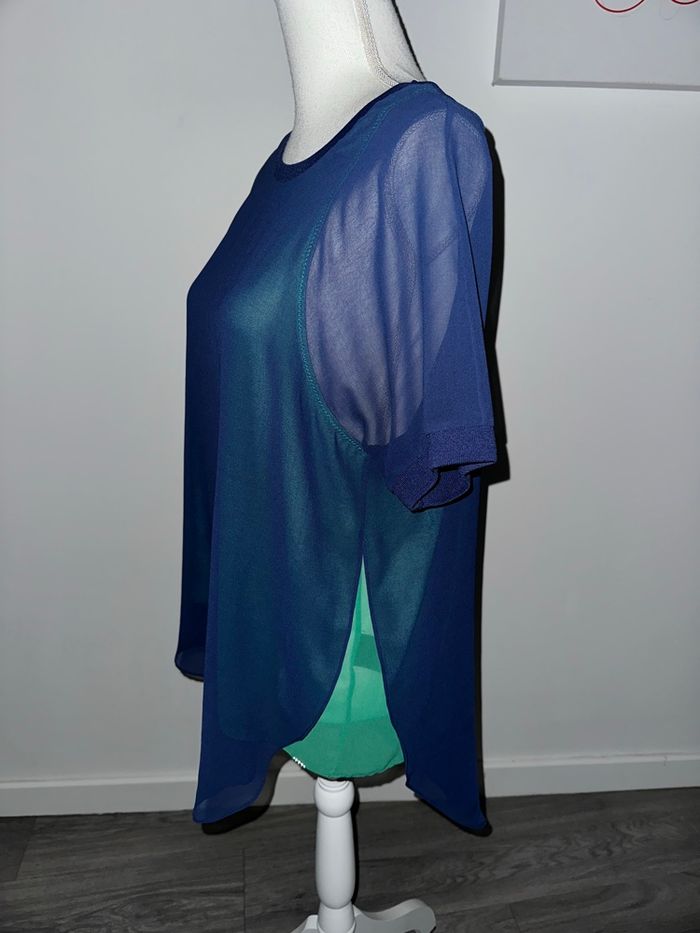 Blouse tunique asymétrique Cop Copine bleue et verte T40 L - photo numéro 6