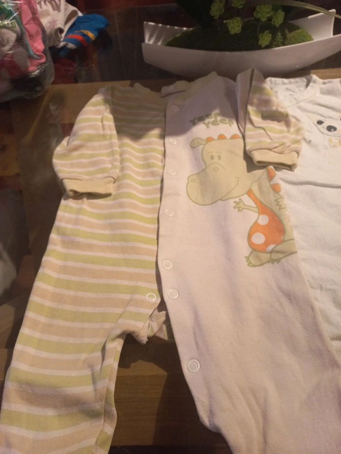 Lot2 pyjamas 6 mois bébé garçon coton ouverture devant - photo numéro 2