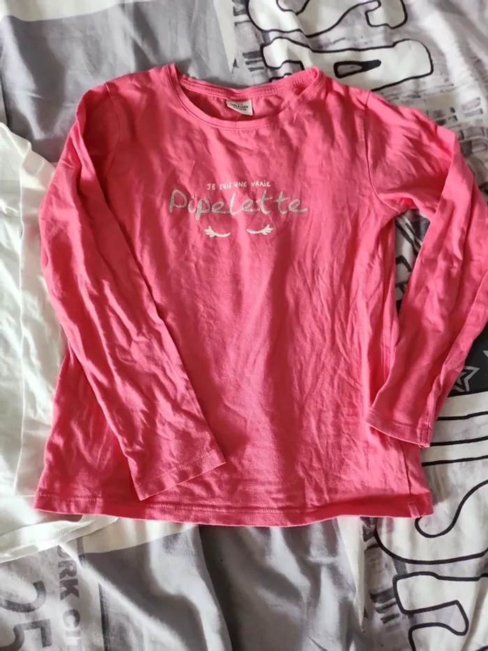 lot 2 t-shirts manches longues fille - photo numéro 3