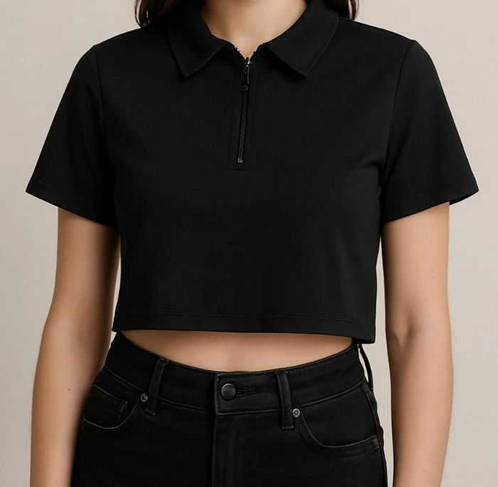 T-shirt top court noir taille L