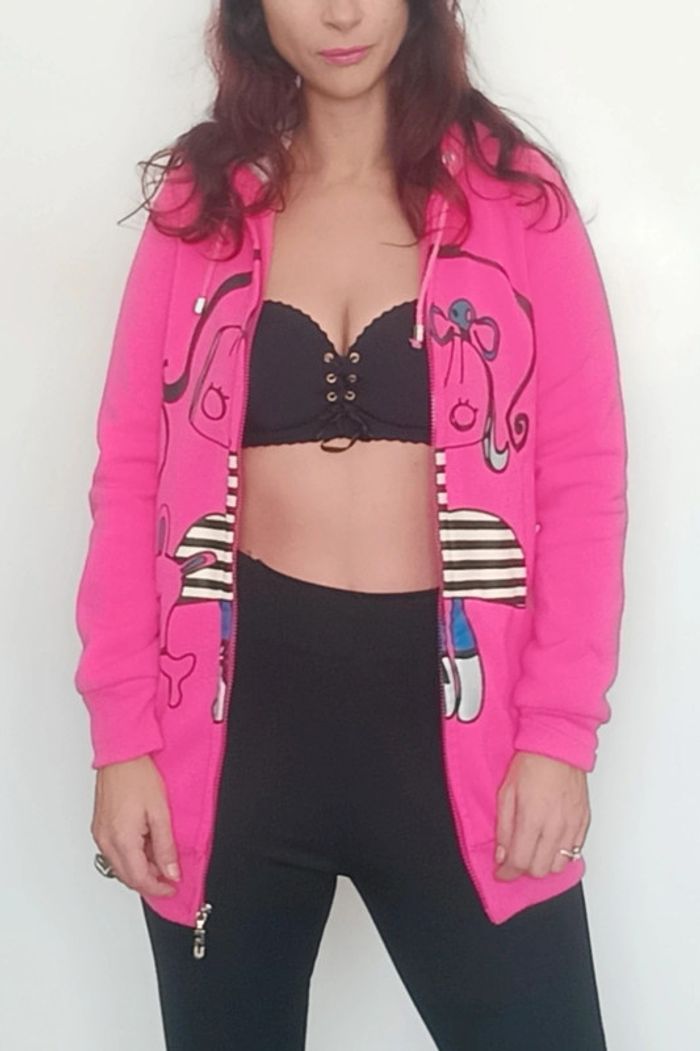 Sweat à capuche long rose taille 36 ou ado - photo numéro 9
